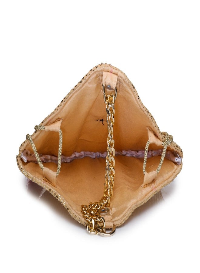 ATHZ Ethnic Handbags for Women Golden Sequin Work potli bags Having Golden Chain Handle Handcrafted bags and purses - Image 5